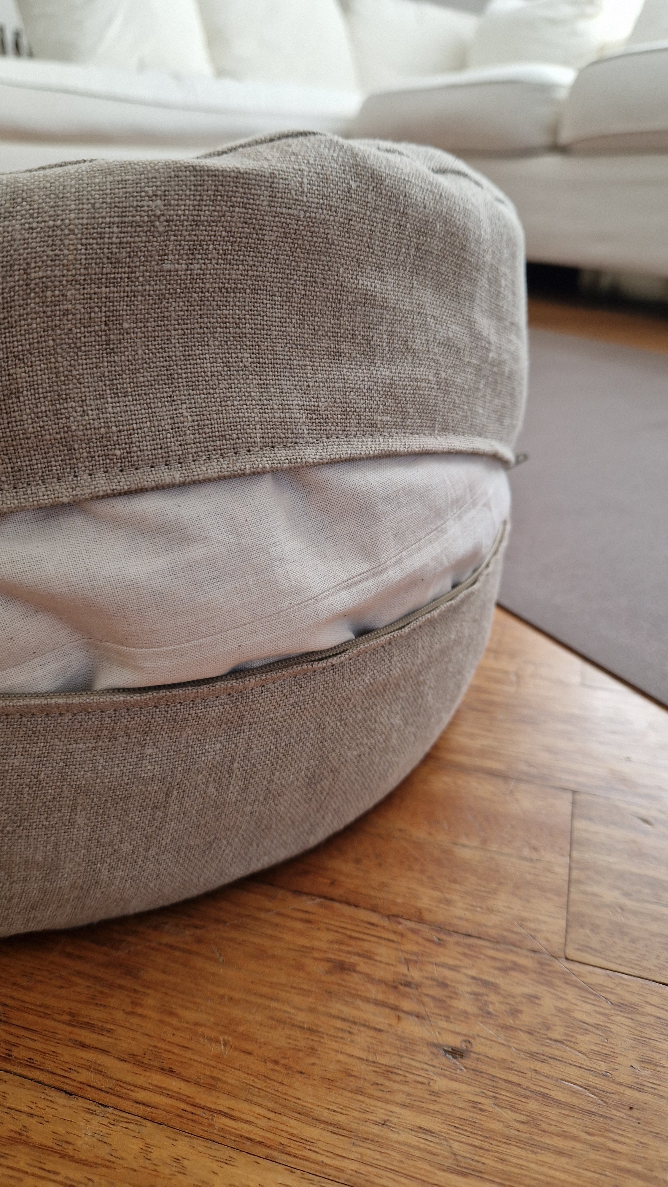 Meditationskissen Rund – Leinen Natur