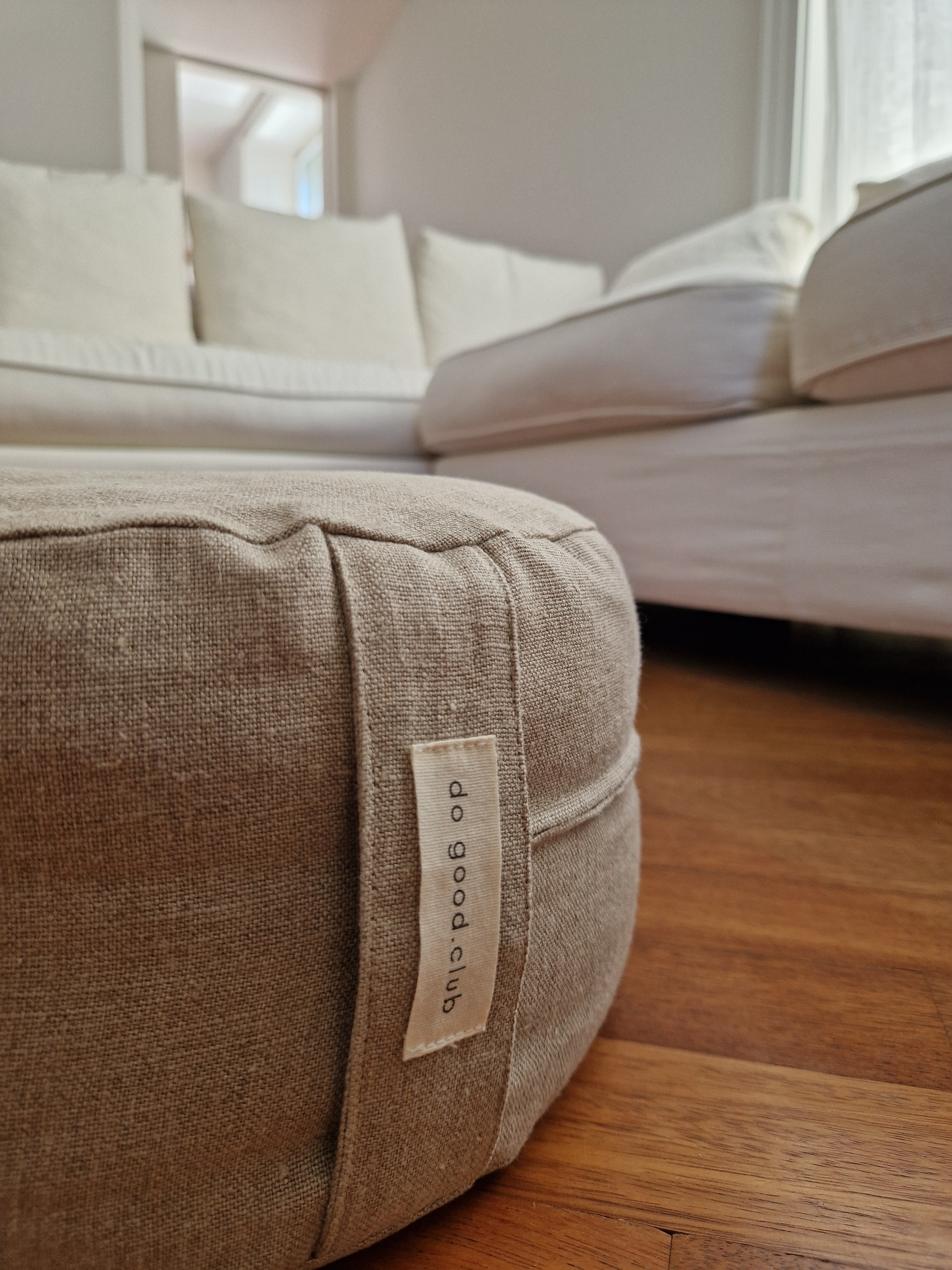 Meditationskissen Rund – Leinen Natur