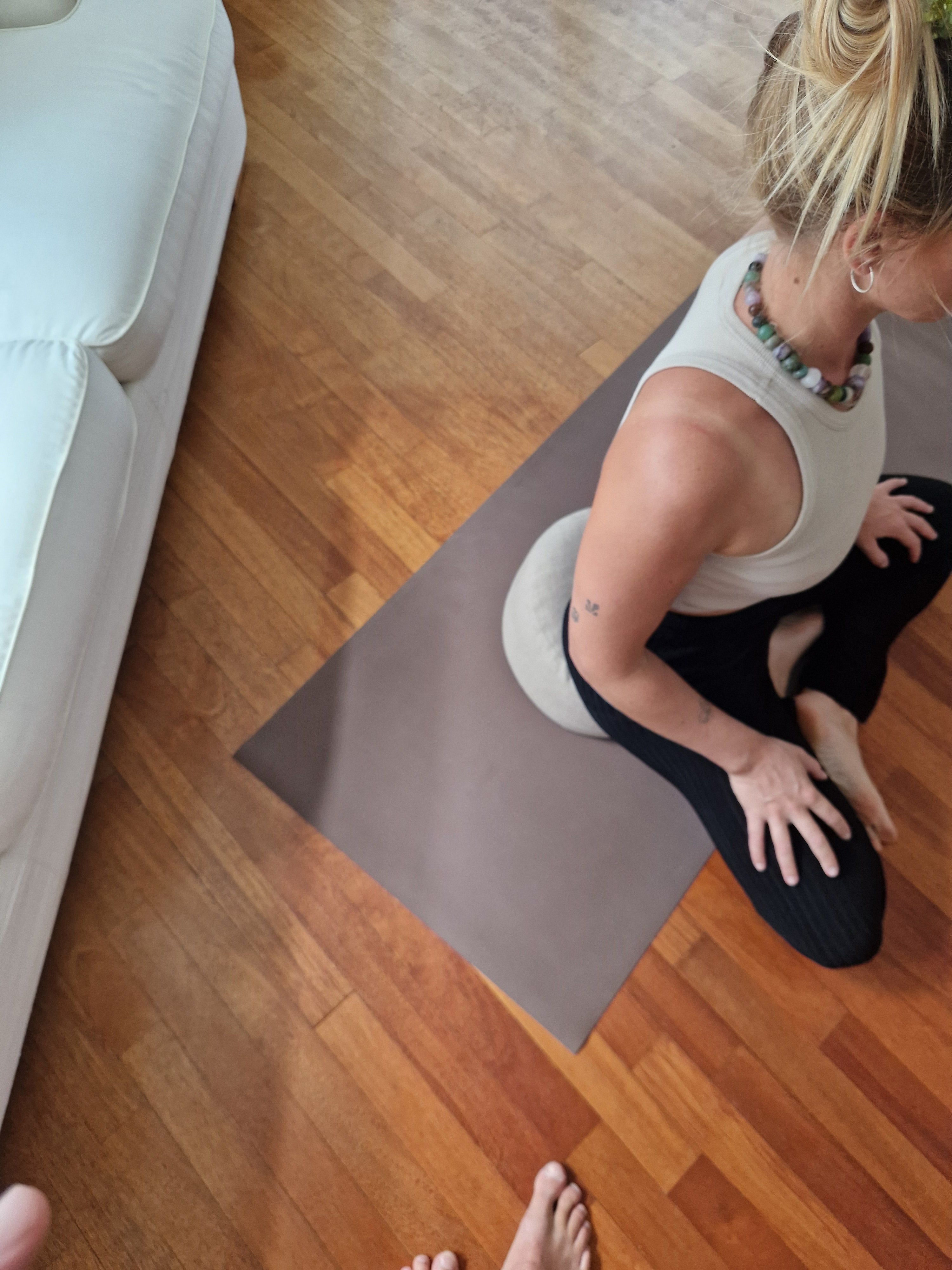 Meditationskissen Rund – Leinen Natur