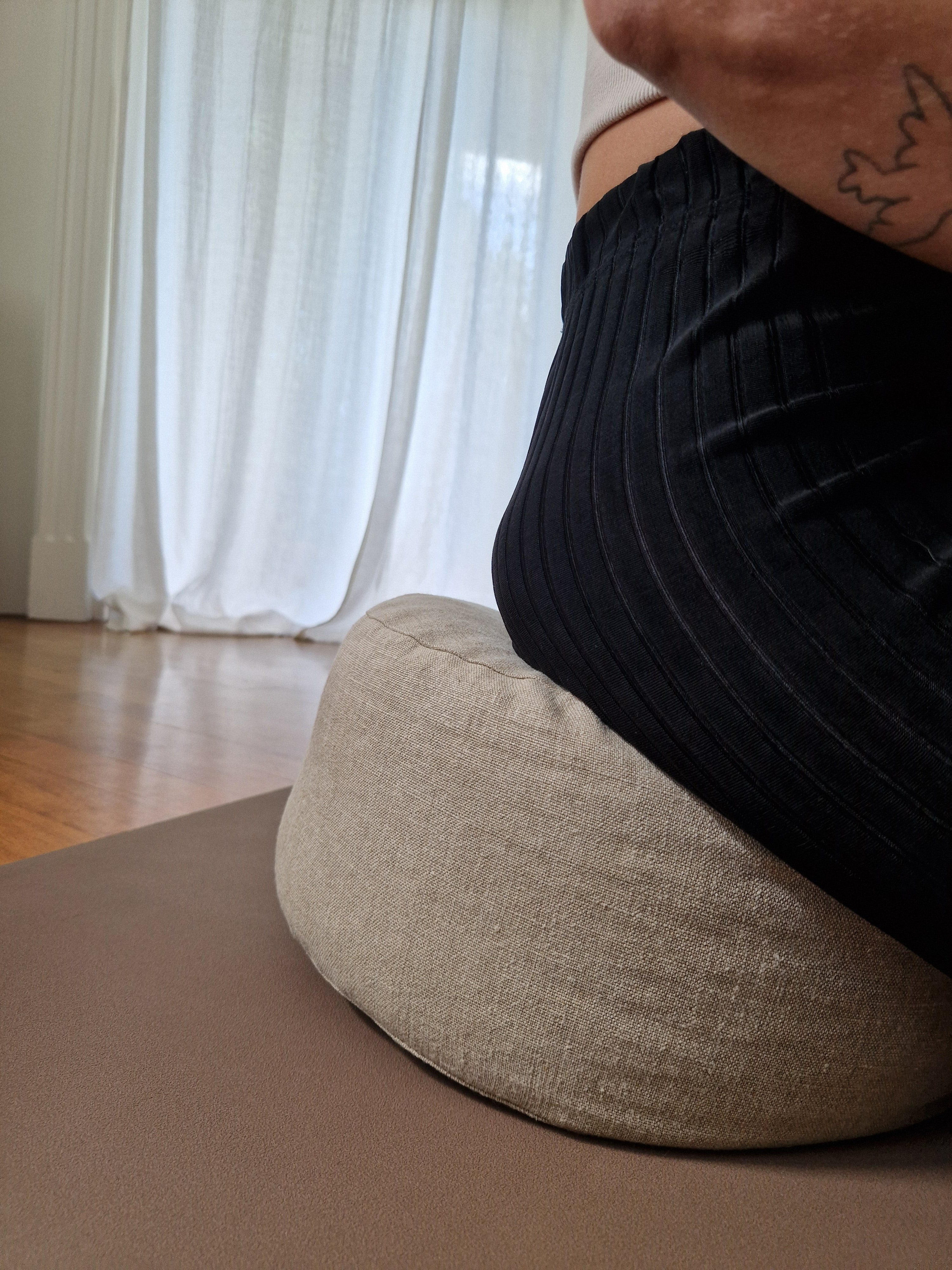 Meditationskissen Rund – Leinen Natur