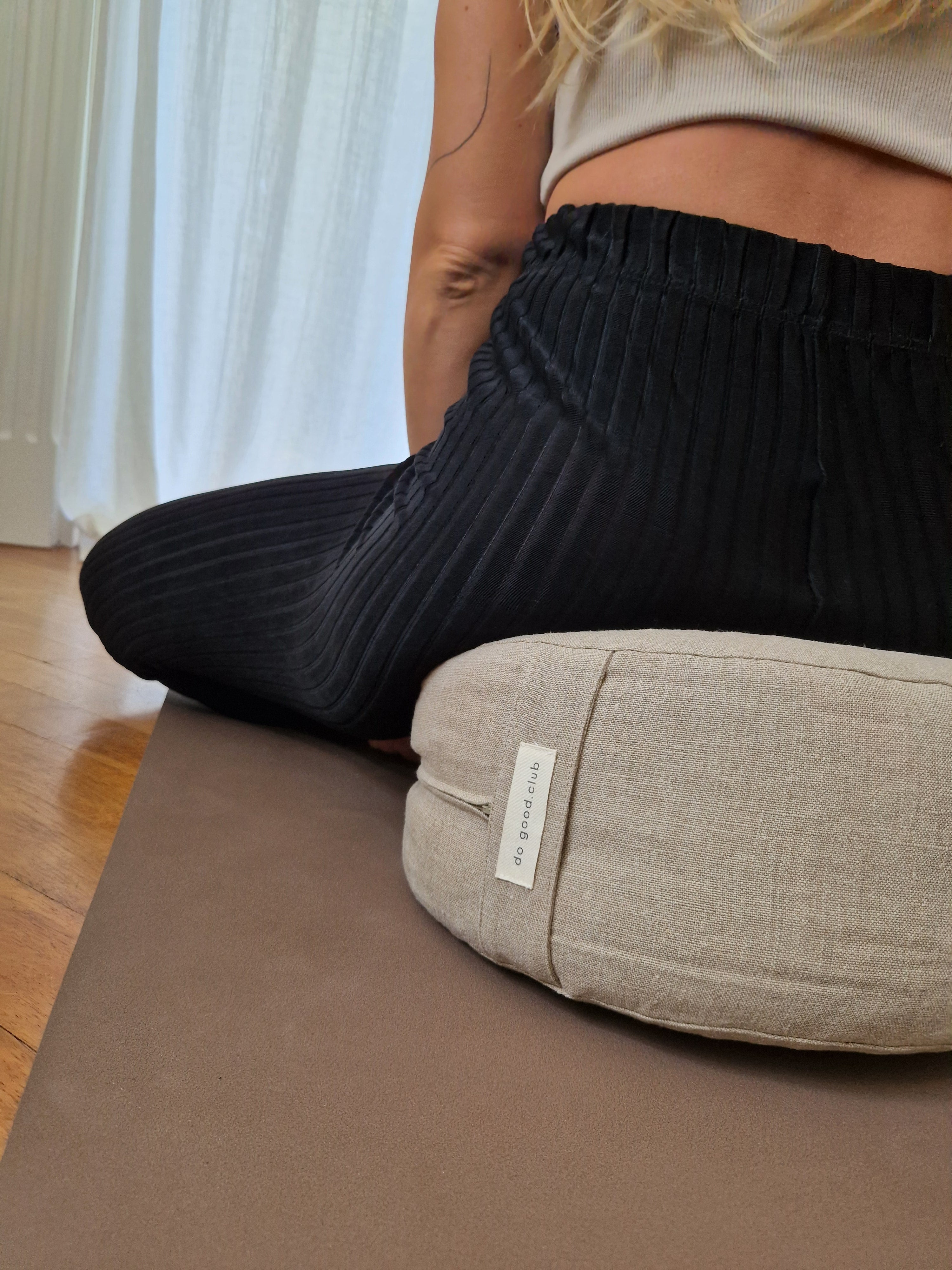 Meditationskissen Rund – Leinen Natur
