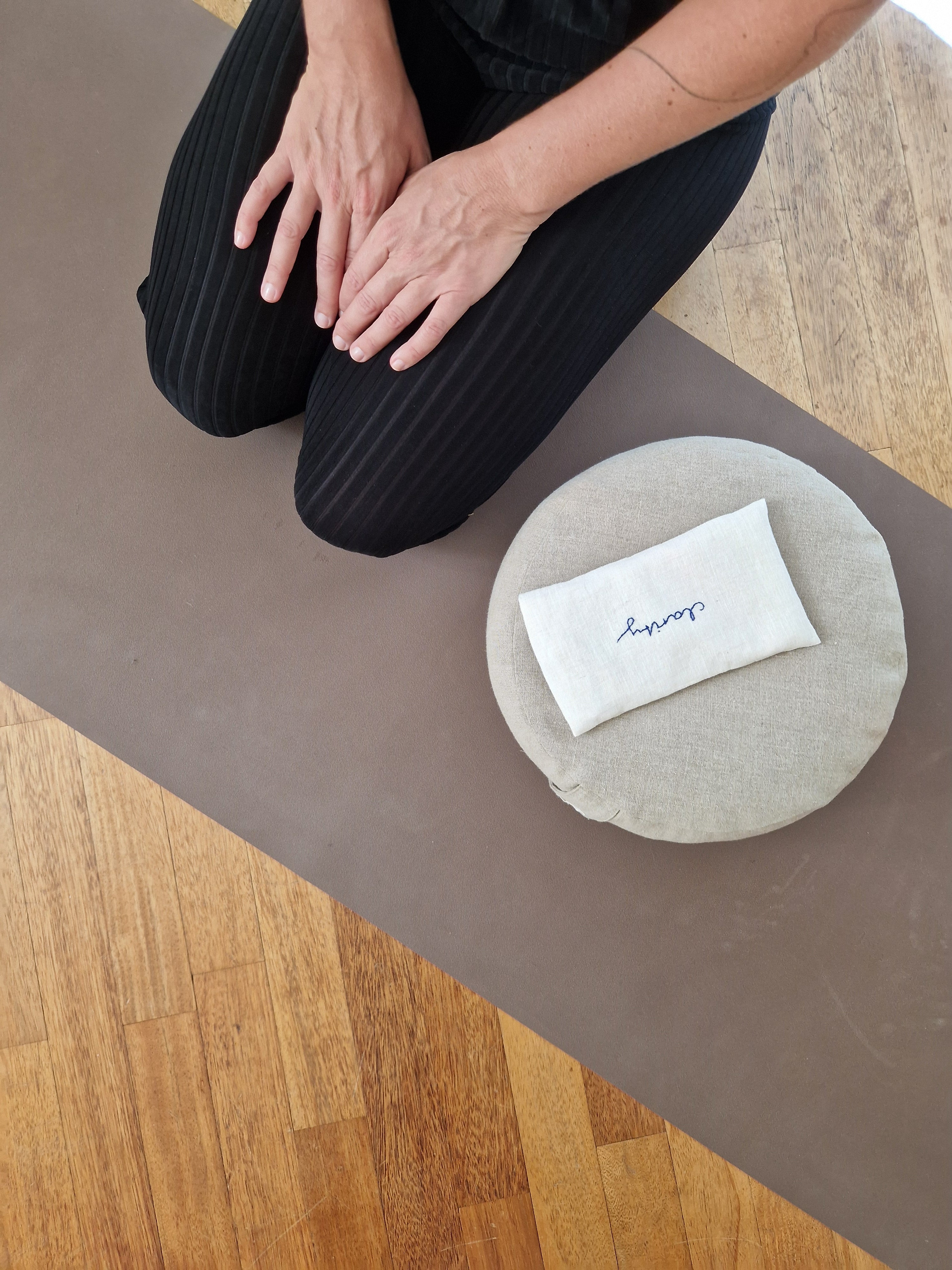 Meditationskissen Rund – Leinen Natur