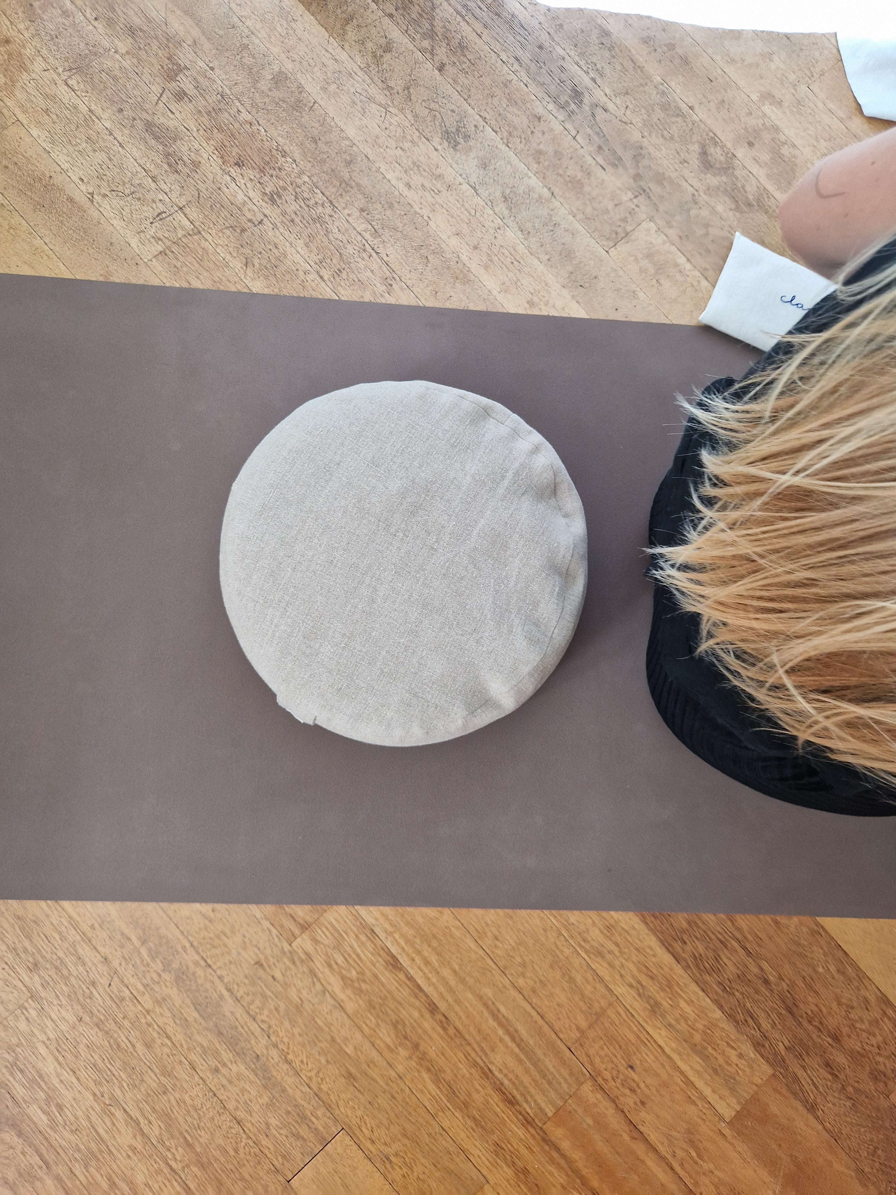 Meditationskissen Rund – Leinen Natur