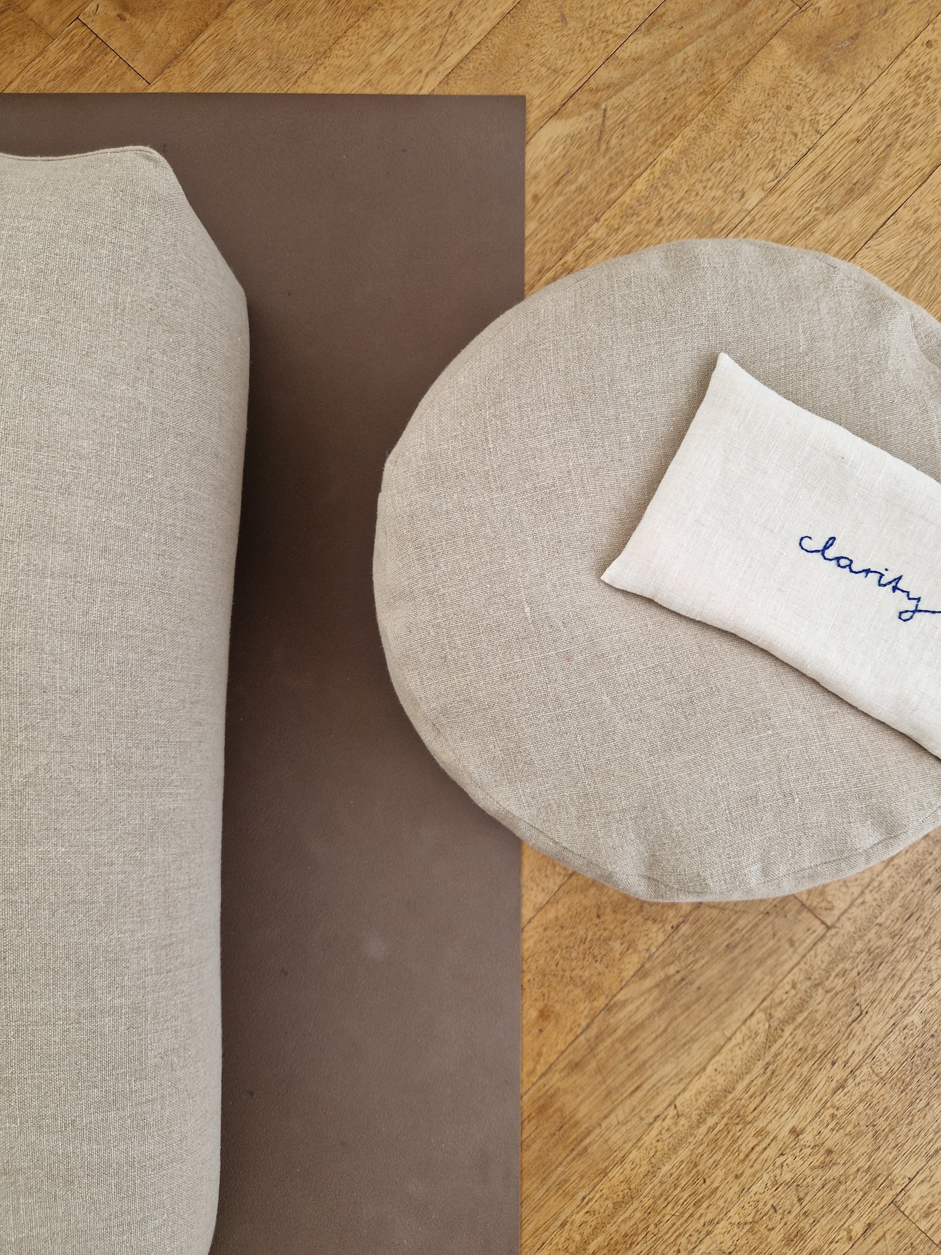 Meditationskissen Rund – Leinen Natur