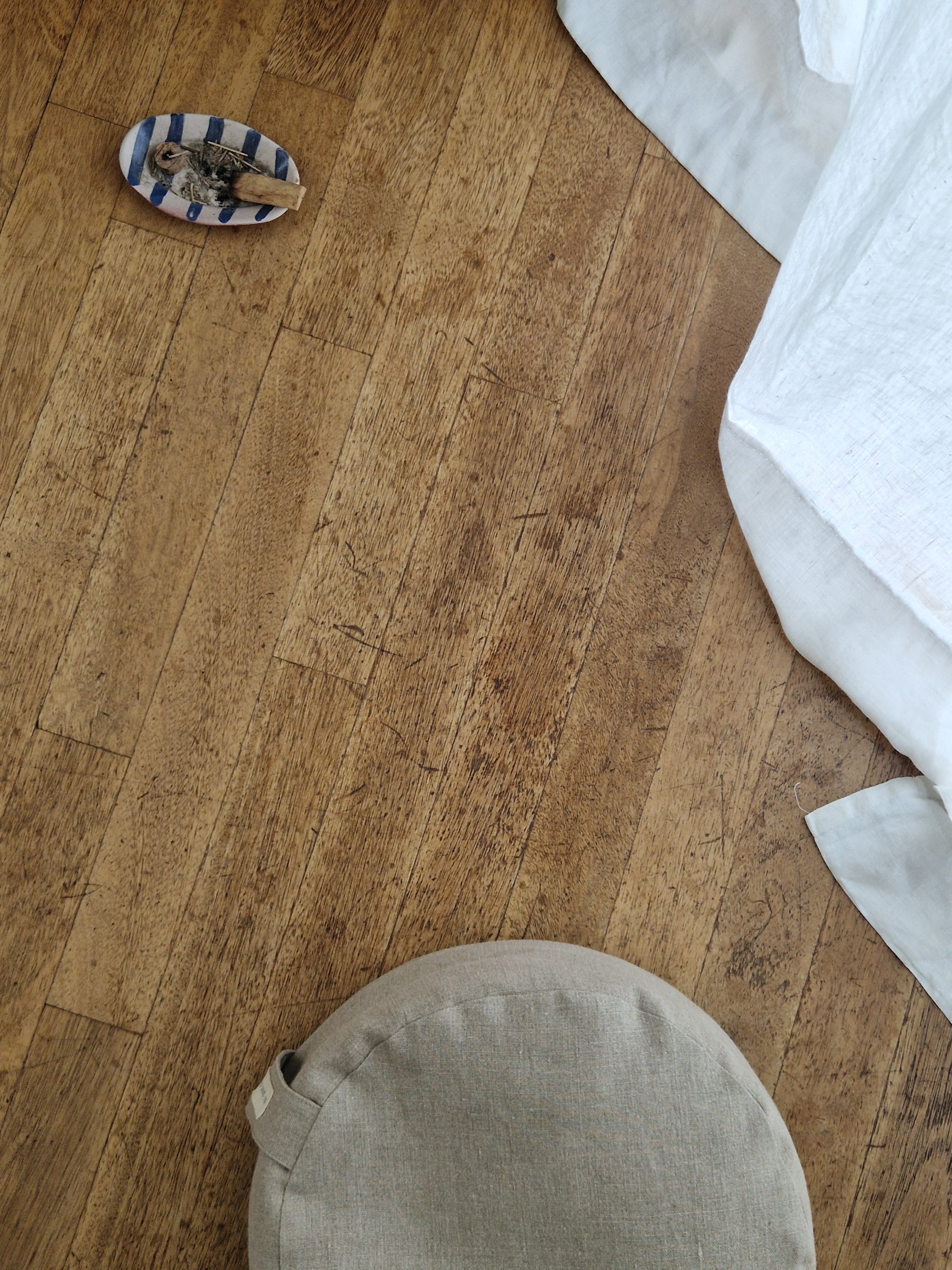 Meditationskissen Rund – Leinen Natur