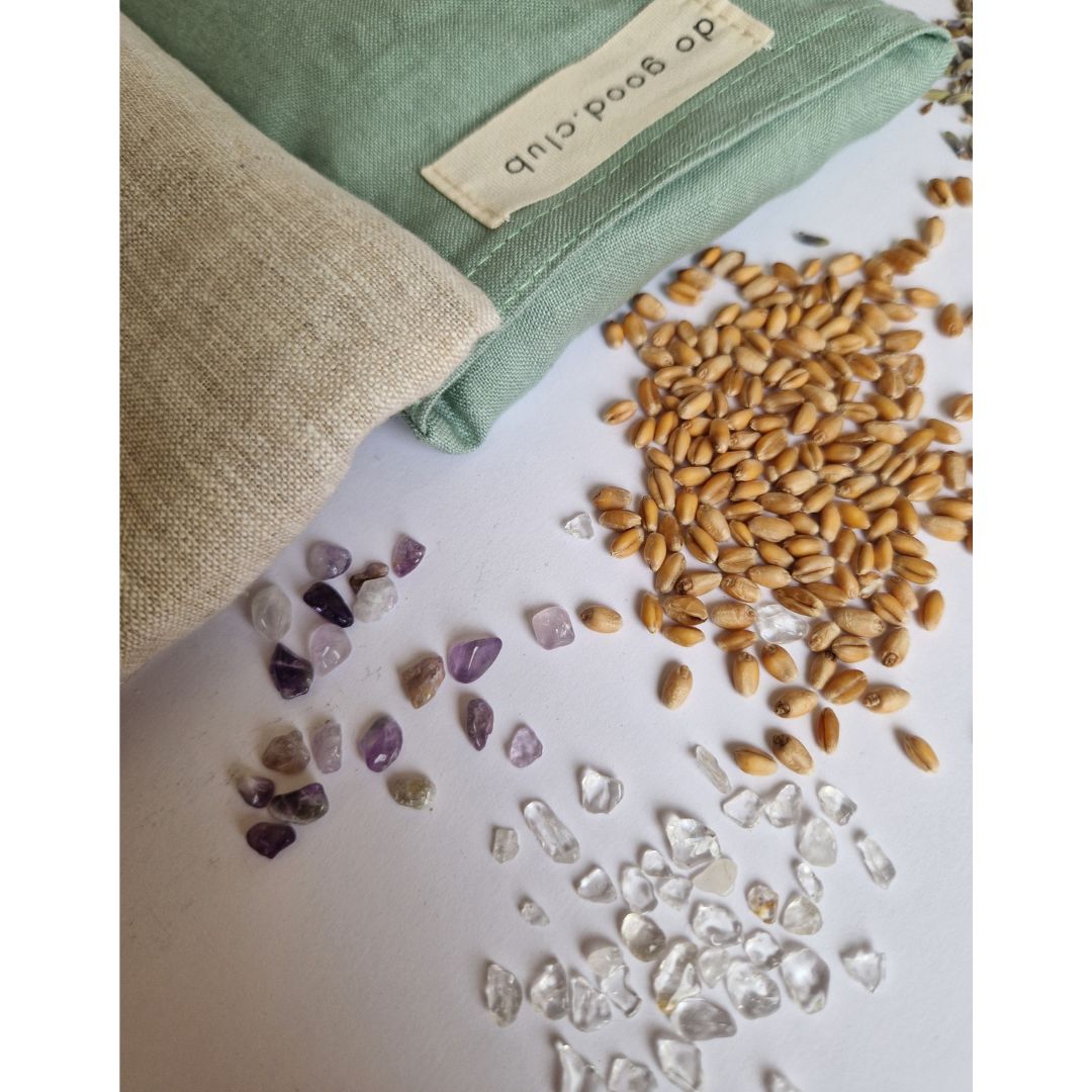 Augenkissen Leinen mit Lavendel & Edelsteinen Natural
