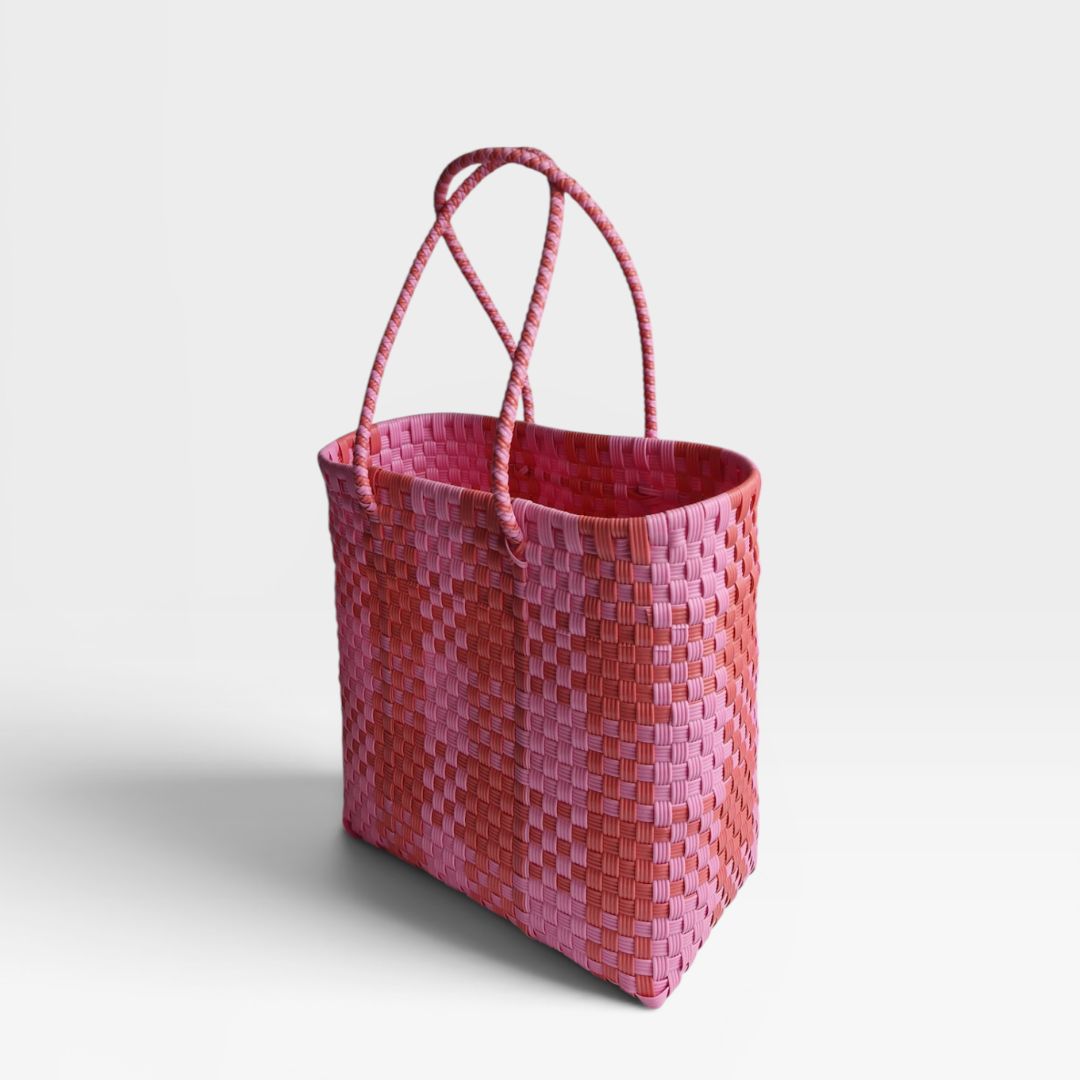 Alma Tote Mediana Plaid Pink