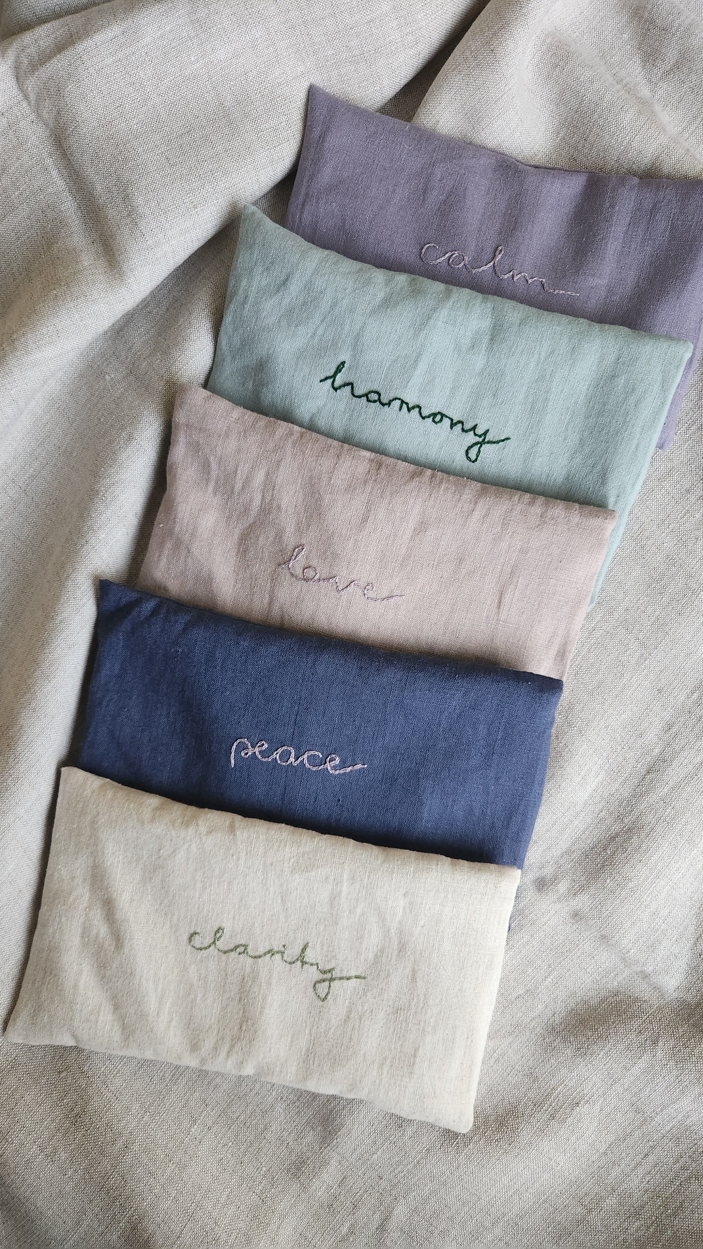 Augenkissen Leinen mit Lavendel & Regenbogenfluorit - Harmony