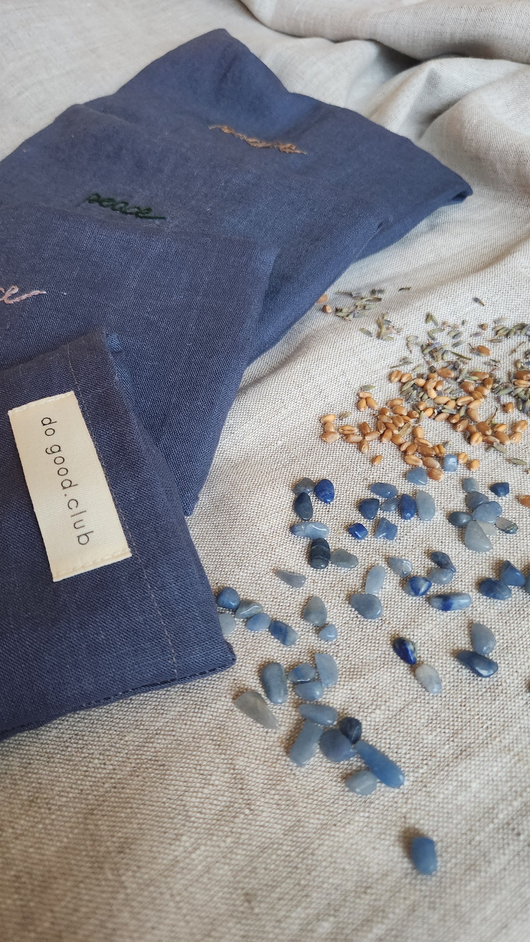 Augenkissen Leinen mit Lavendel & Blauer Aventurin - Peace
