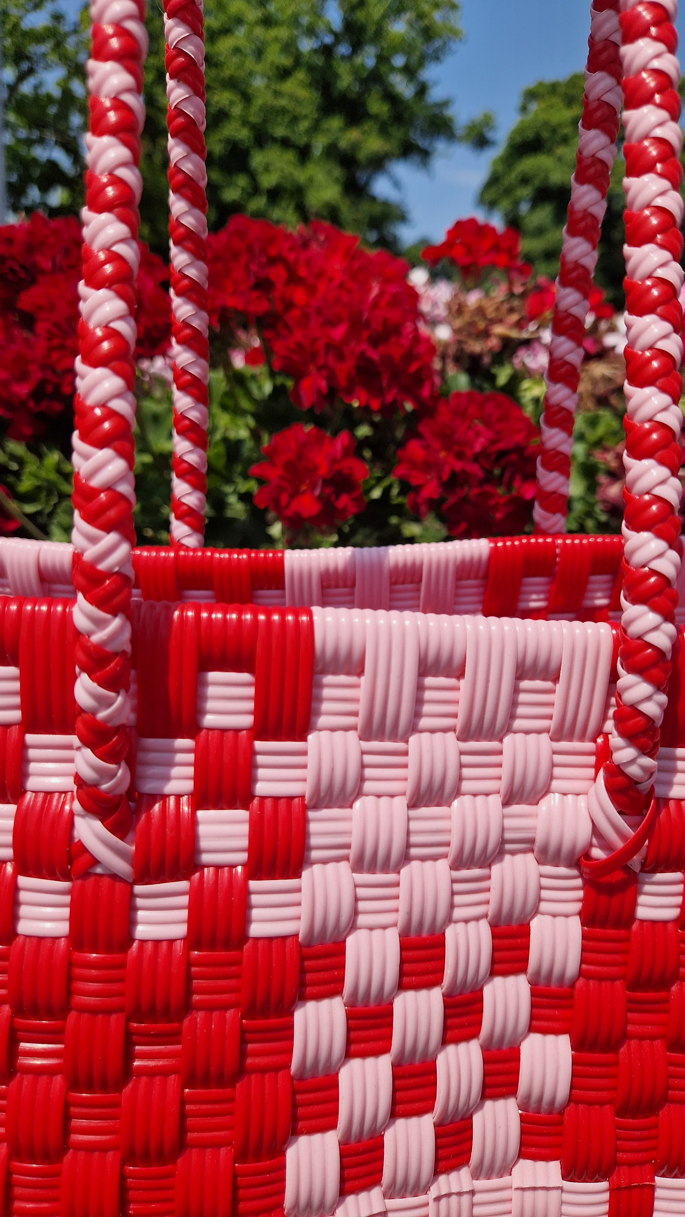 Alma Tote Mediana Plaid Red
