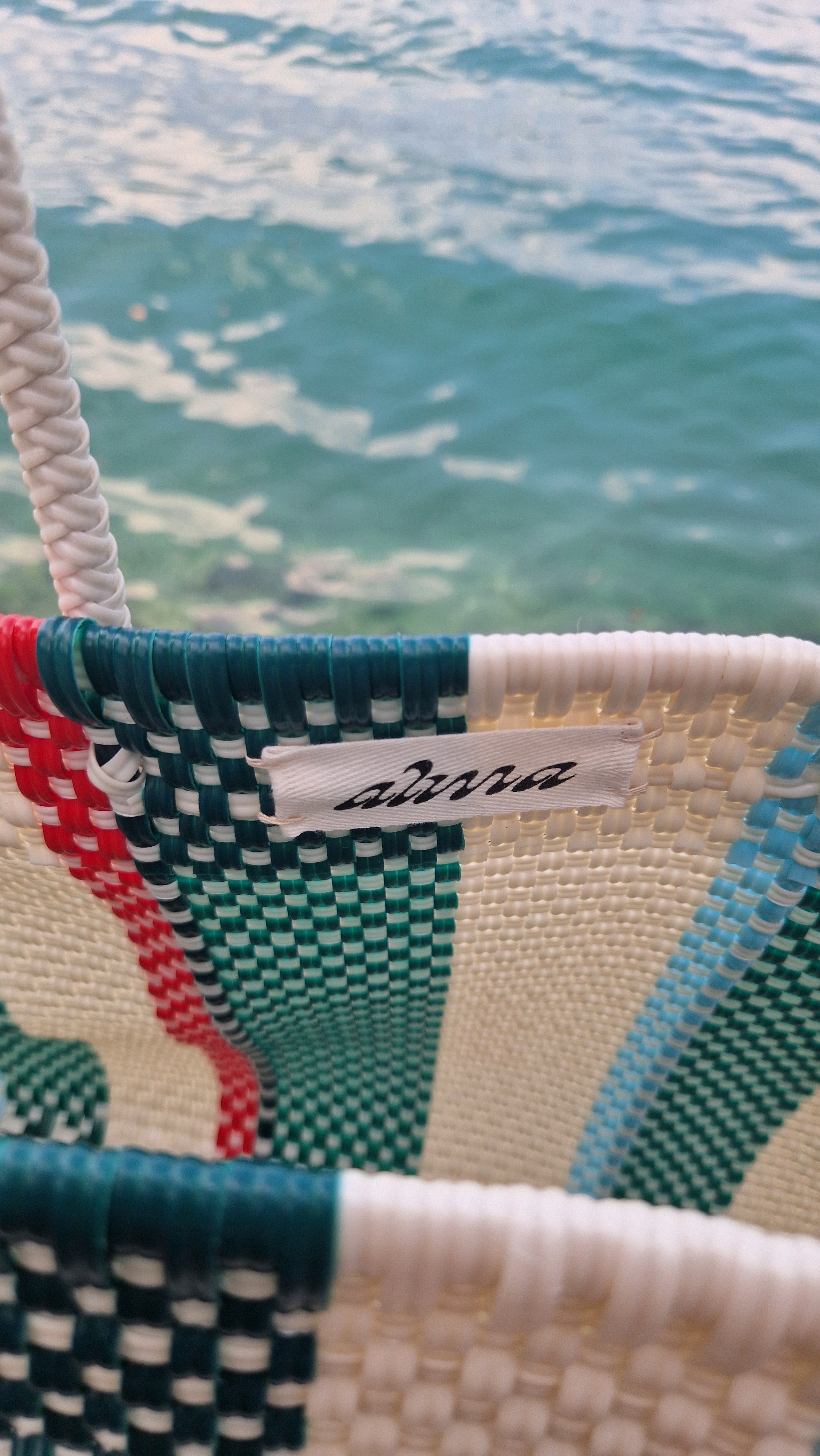 Alma Tote Mediana Stripes Green