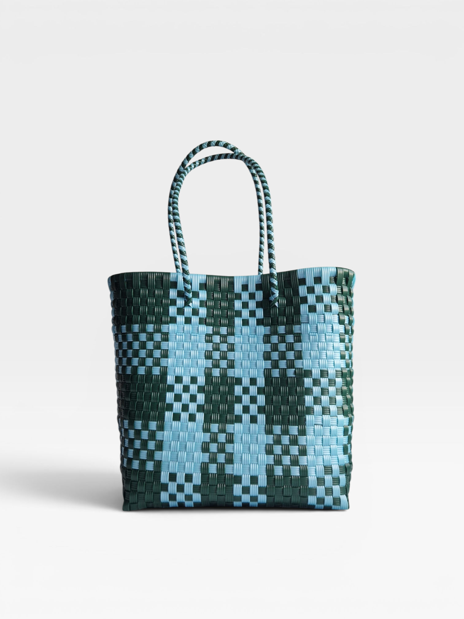 Alma Tote Mediana Plaid Ocean Green