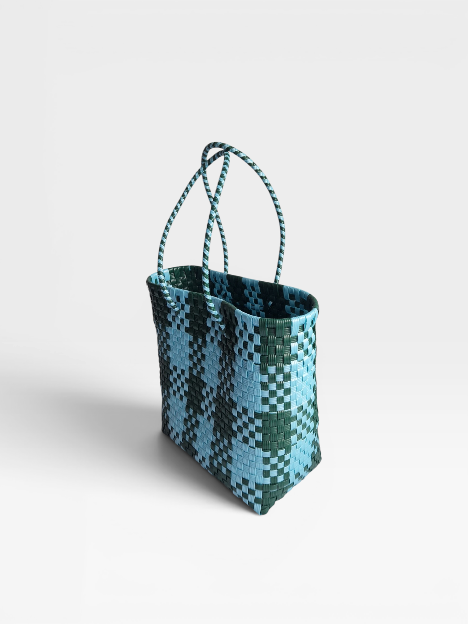 Alma Tote Mediana Plaid Ocean Green