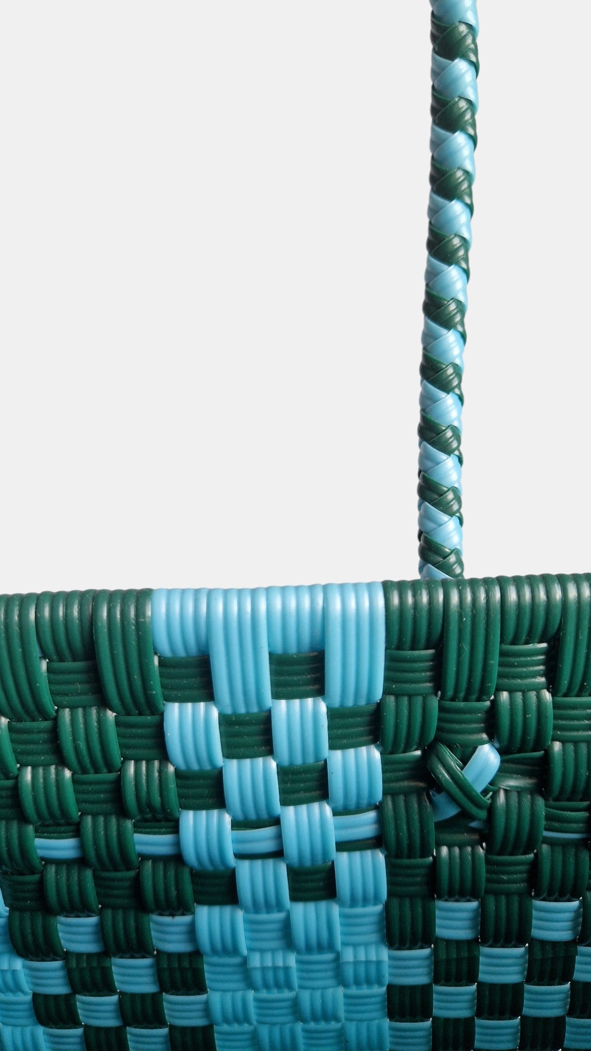 Alma Tote Mediana Plaid Ocean Green