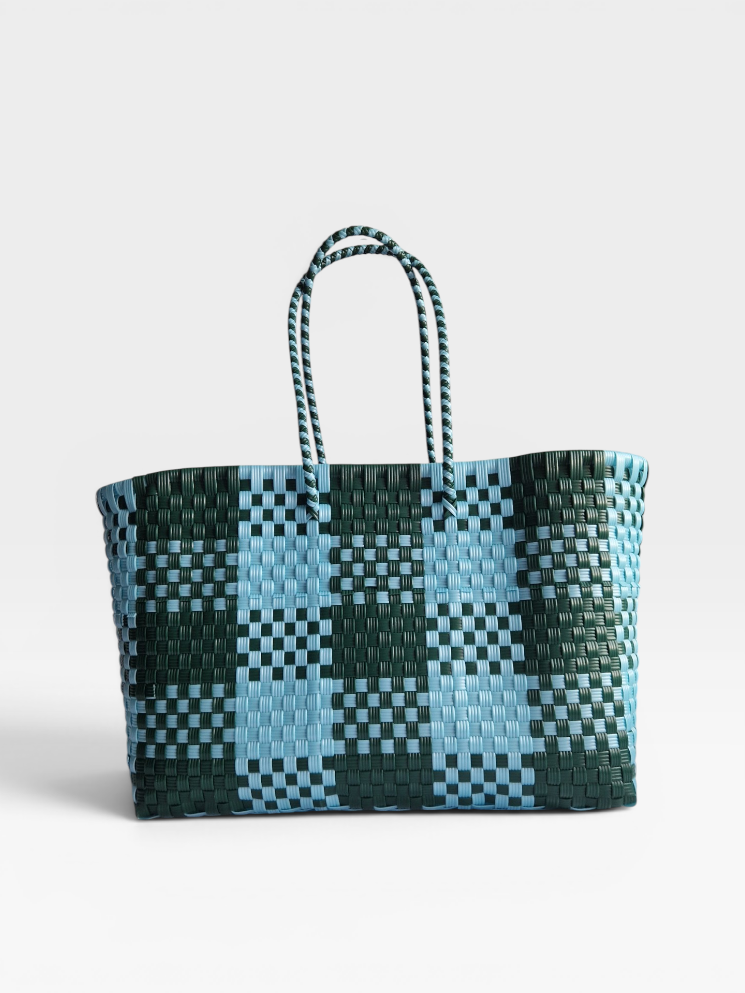 Alma Tote Extra Grande Plaid Ocean Green