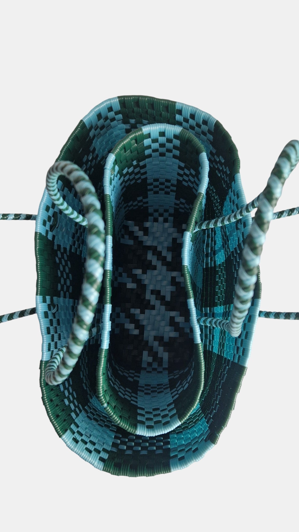 Alma Tote Mediana Plaid Ocean Green