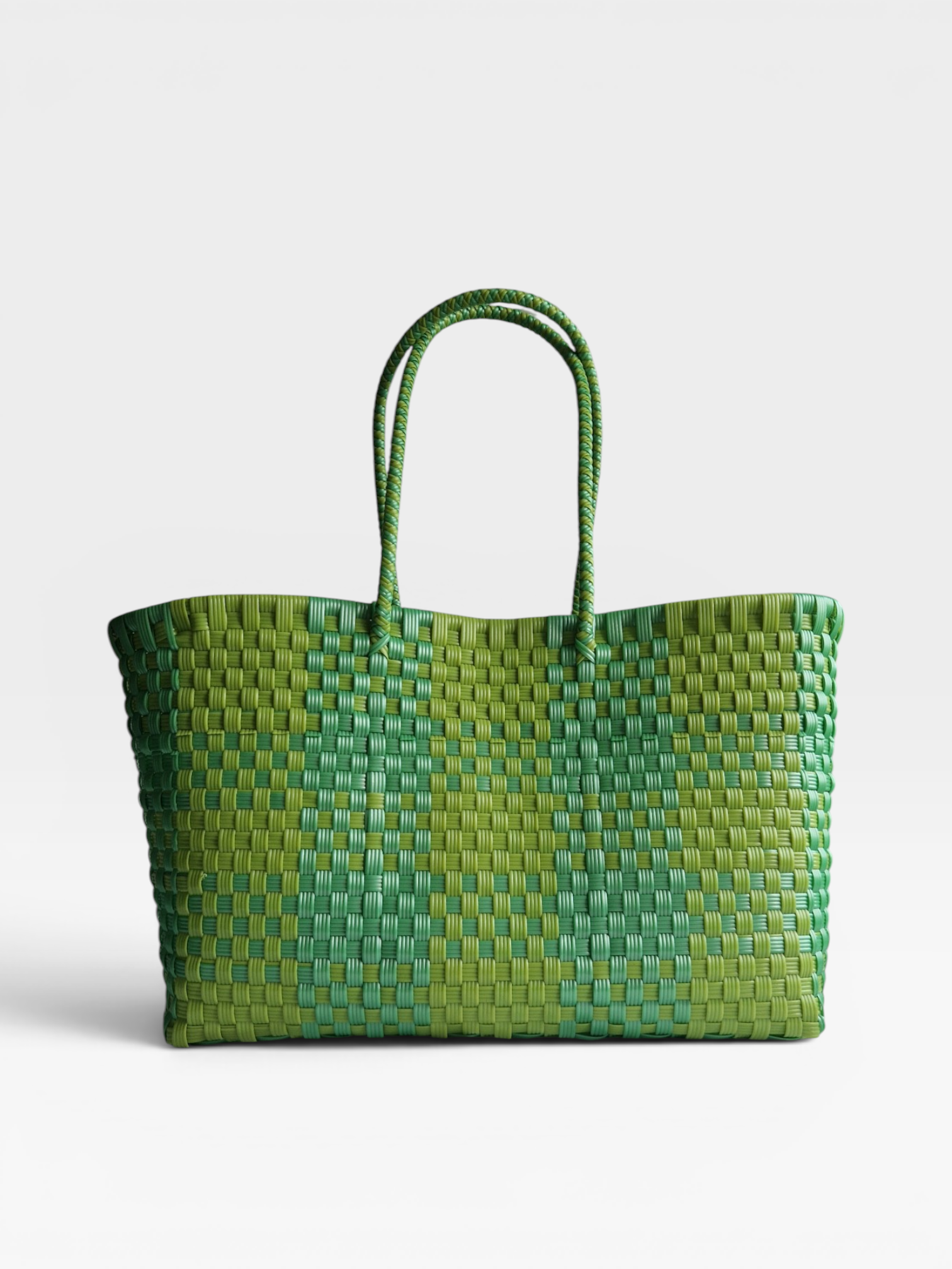 Alma Tote Extra Grande Plaid Lime Green