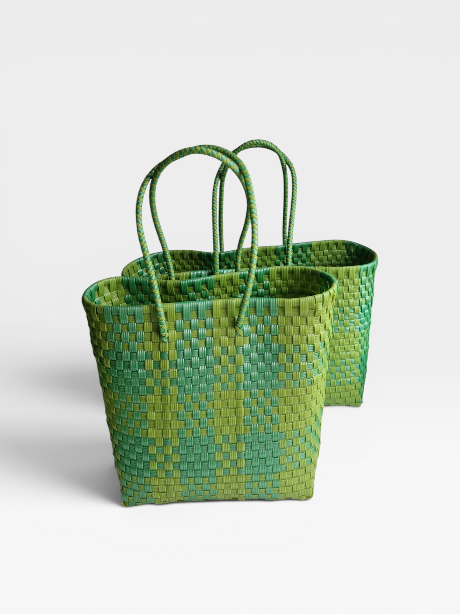 Alma Tote Mediana Plaid Lime Green
