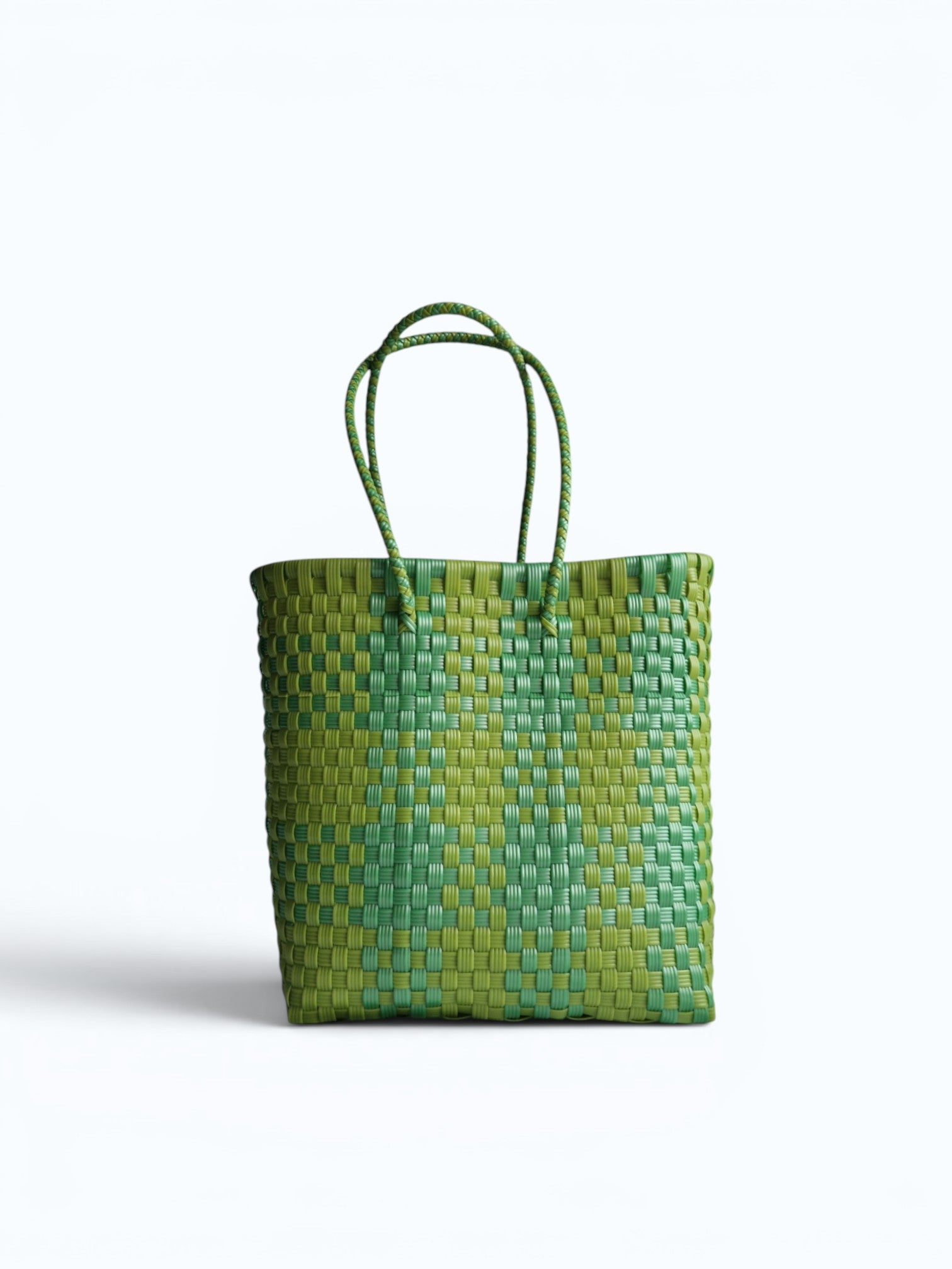Alma Tote Mediana Plaid Lime Green