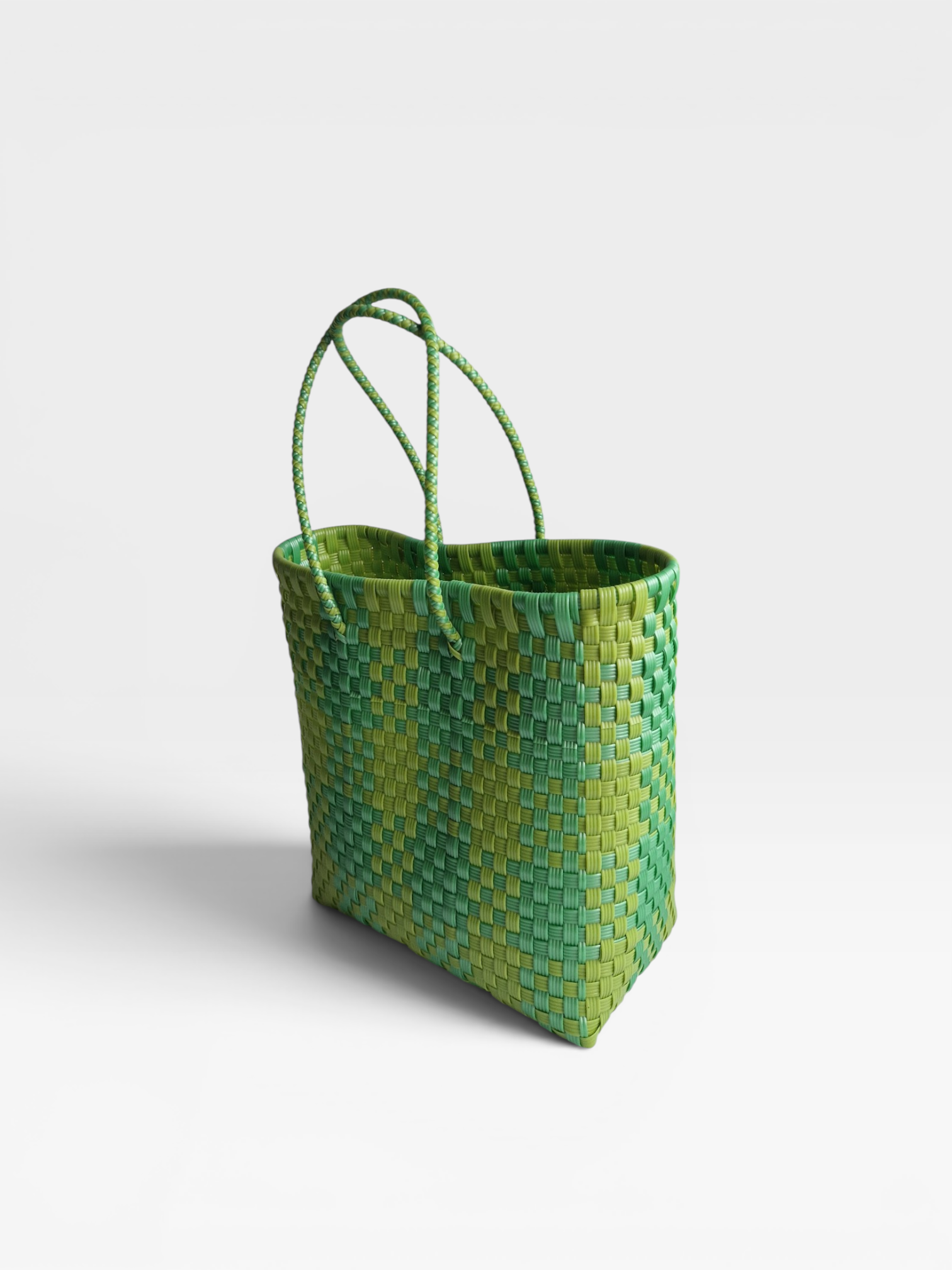 Alma Tote Mediana Plaid Lime Green