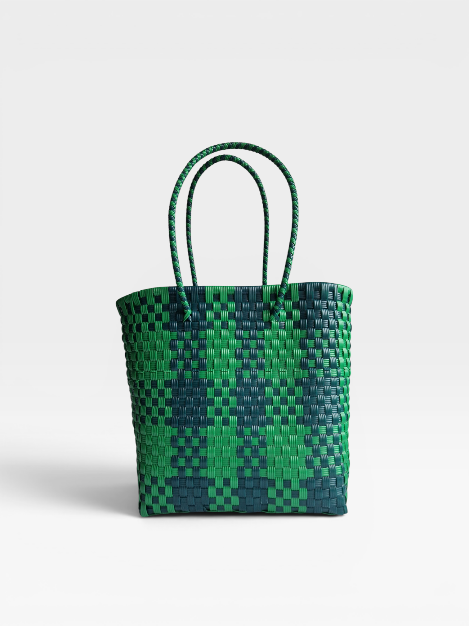 Alma Tote Mediana Plaid Green
