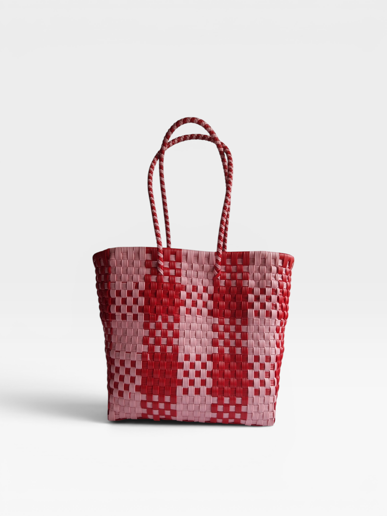 Alma Tote Mediana Plaid Red