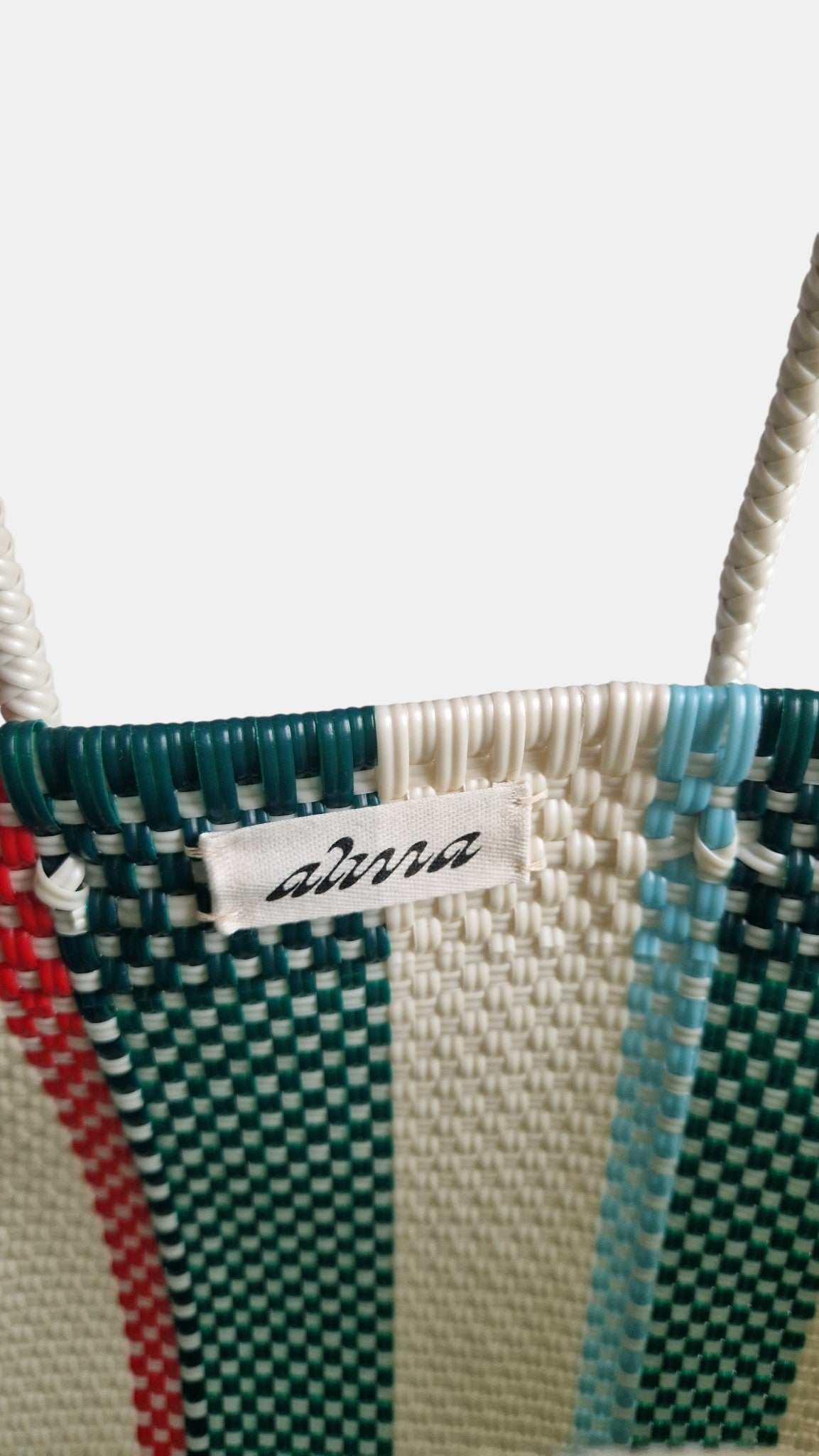 Alma Tote Mediana Stripes Green