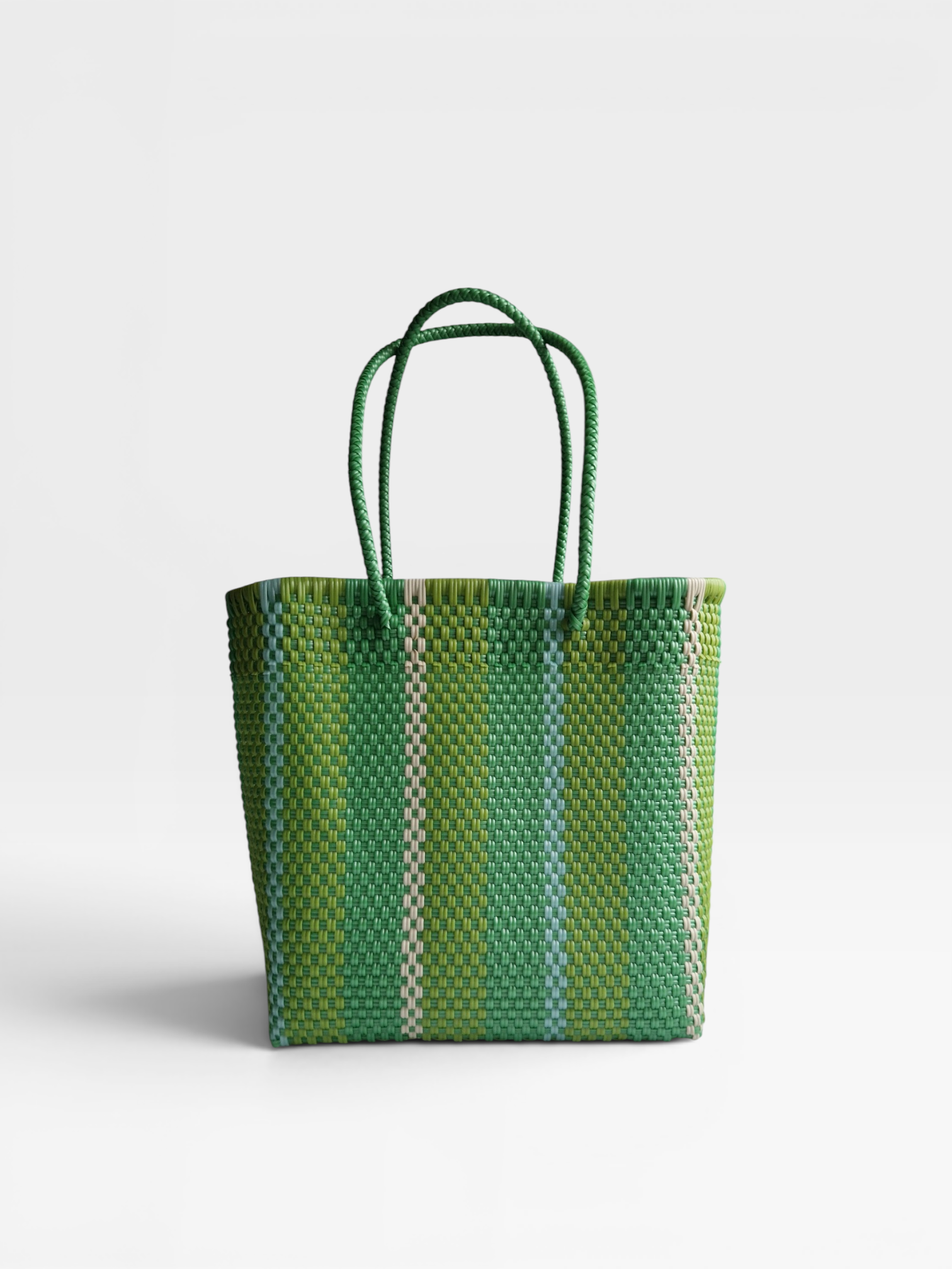 Alma Tote Mediana Stripes Lime Green