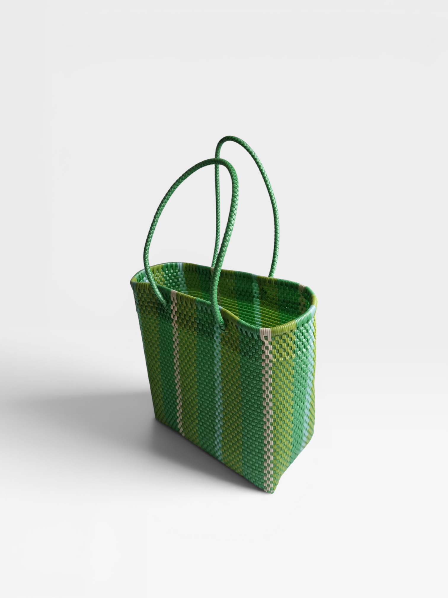 Alma Tote Mediana Stripes Lime Green
