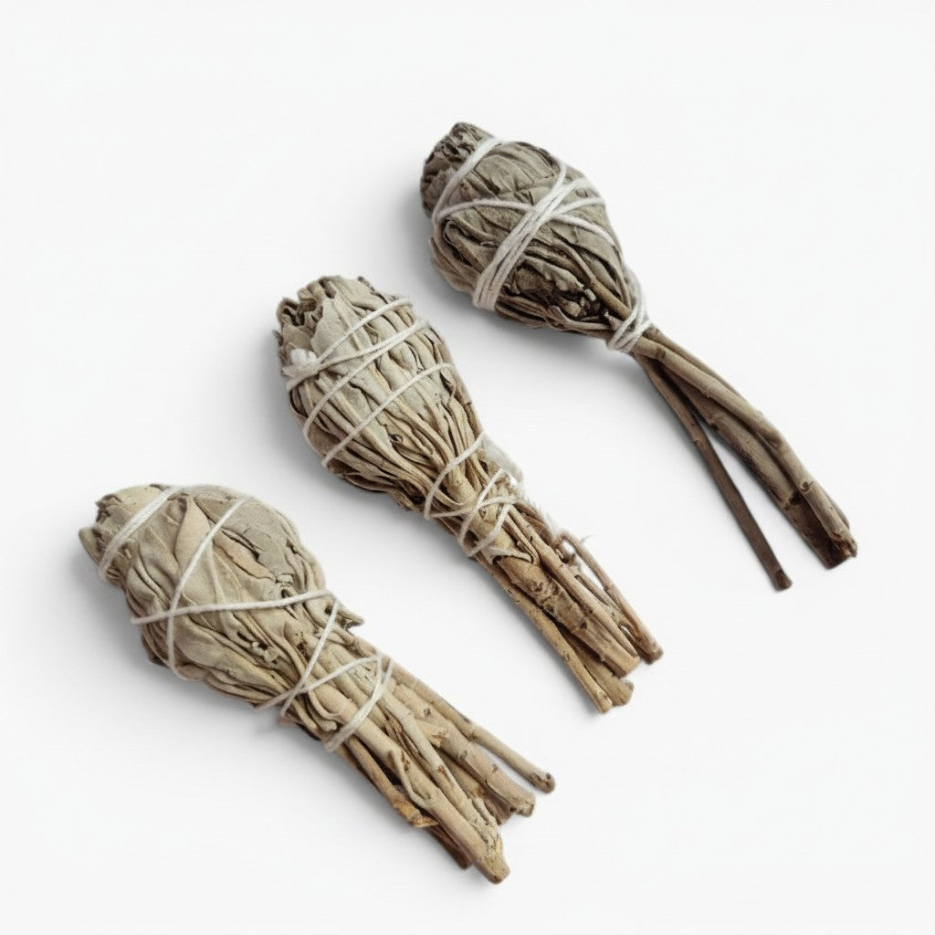 Lot de 3 mini bâtons de sauge blanche à brûler