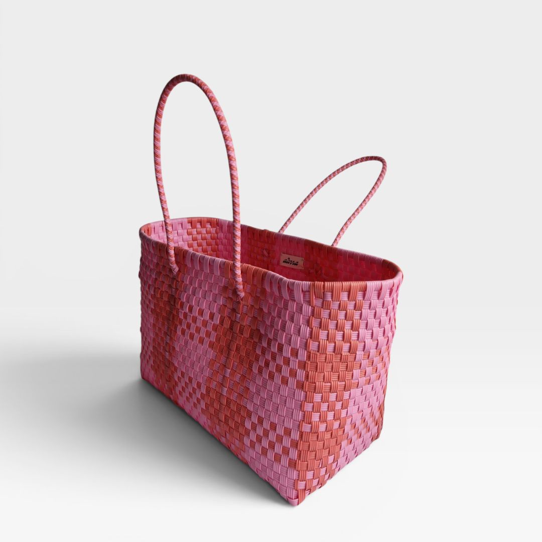 Alma Tote Extra Grande Plaid Pink